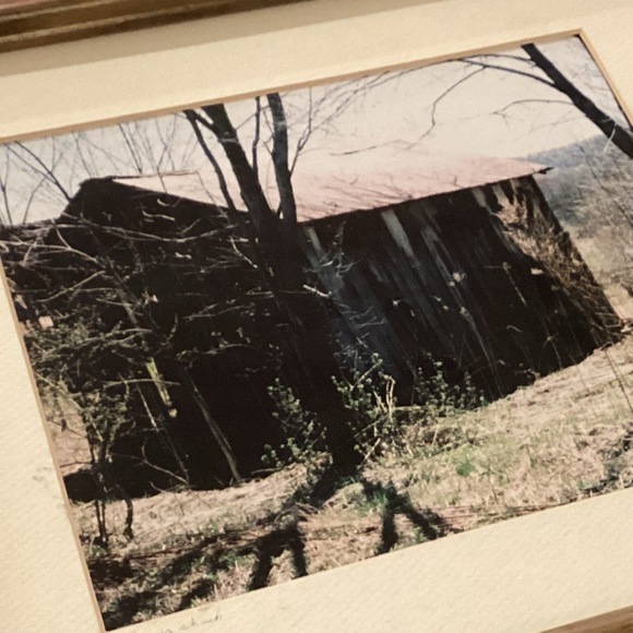 Black and white photo, tobacco barn, frame no glass 12” x 14 1/2” - Picture 3 of 10